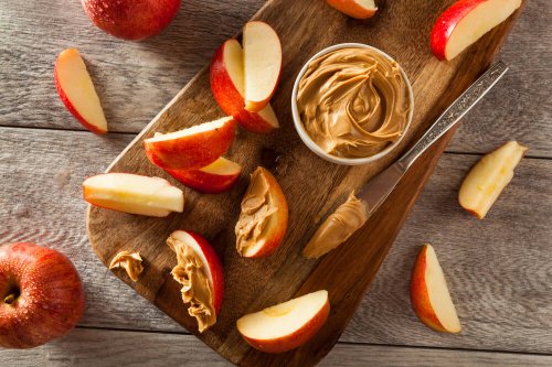 Apple slices with natural peanut butter
