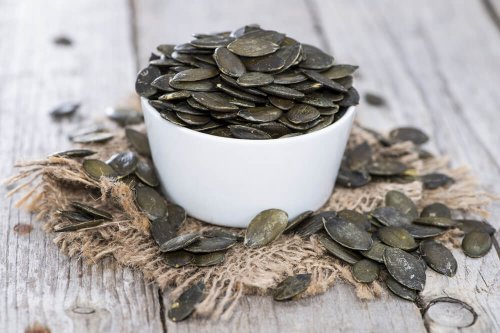 Handful of pumpkin seeds